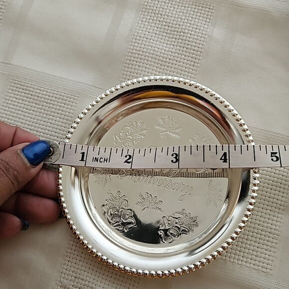 Happy Anniversary Pack Of 3 Small Steel Tray Silver 4.5" - Picture 5 of 16